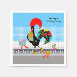 Portugiesische Rooster mit Geschenken 1. Geburtsta Serviette