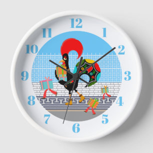 Portugiesische Rooster mit Geschenken 1. Geburtsta Uhr