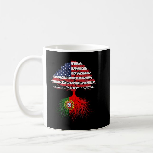 Portugiesische Roots American Grown Portugal Flag  Kaffeetasse (Links)