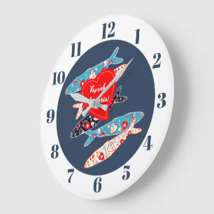 Portugiesische Sardinen Große Wanduhr