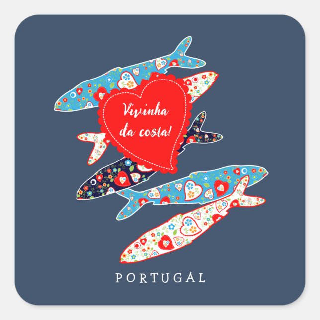 Portugiesische Sardinen Quadratischer Aufkleber (Vorderseite)