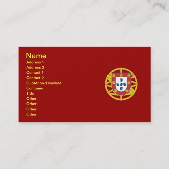 Portugiesische Schutzschild Visitenkarte (Vorderseite)