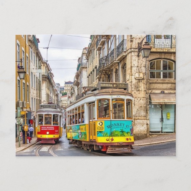 portugiesische Straßenbahnlinie Postkarte (Vorderseite)
