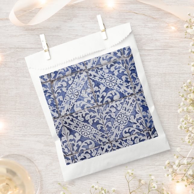 Portugiesische Tiles - Azulejo Blau und Weiße Flor Geschenktütchen (Ausgeschnitten)
