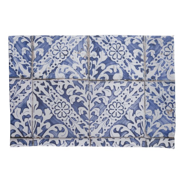 Portugiesische Tiles - Azulejo Blau und Weiße Flor Kissenbezug (Vorderseite)