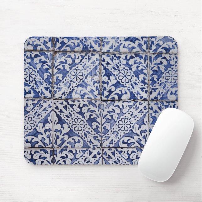Portugiesische Tiles - Azulejo Blau und Weiße Flor Mousepad (Mit Mouse)