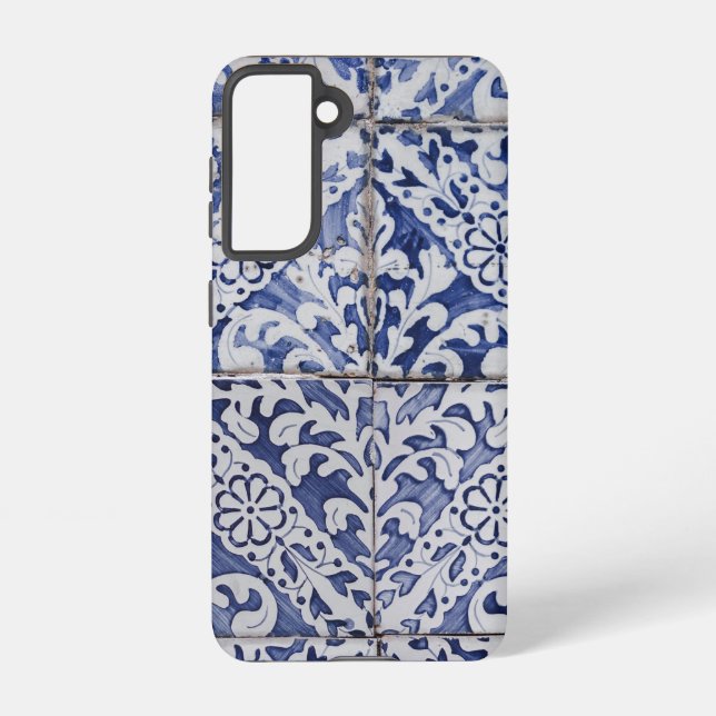 Portugiesische Tiles - Azulejo Blau und Weiße Flor Samsung Galaxy Hülle (Rückseite)