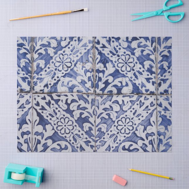 Portugiesische Tiles - Azulejo Blau und Weiße Flor Seidenpapier (Basteln)