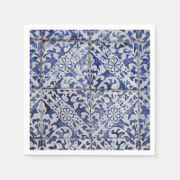Portugiesische Tiles - Azulejo Blau und Weiße Flor