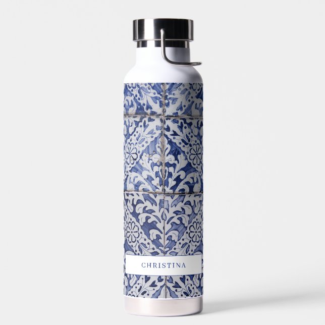 Portugiesische Tiles - Azulejo Blau und Weiße Flor Trinkflasche (Links)