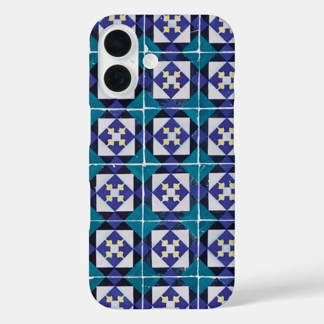 Portugiesische Tiles - Azulejo Diamond Geometric iPhone 16 Hülle (Rückseite)