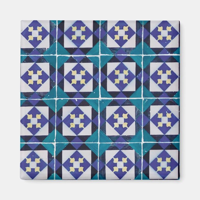 Portugiesische Tiles - Azulejo Diamond Geometric Magnet (Vorne)