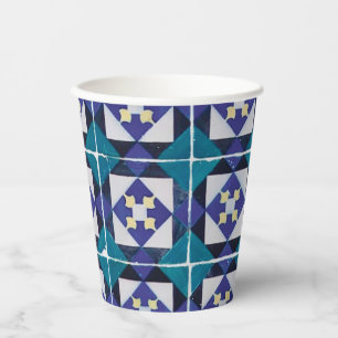 Portugiesische Tiles - Azulejo Diamond Geometric Pappbecher