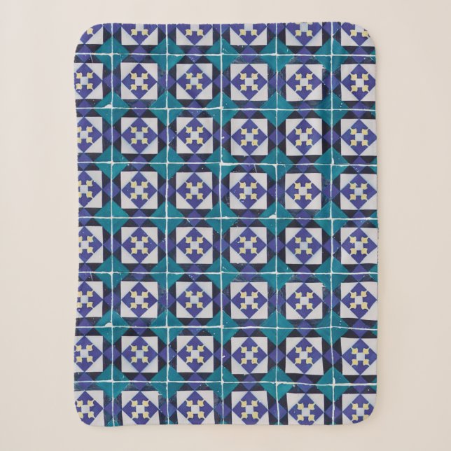 Portugiesische Tiles - Azulejo Diamond Geometric Sherpadecke (Vorderseite)