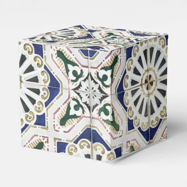 Portugiesische Tiles - Azulejo - farbenfrohe Geome Geschenkschachtel (Vorderseite)
