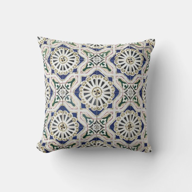 Portugiesische Tiles - Azulejo - farbenfrohe Geome Kissen (Vorderseite)