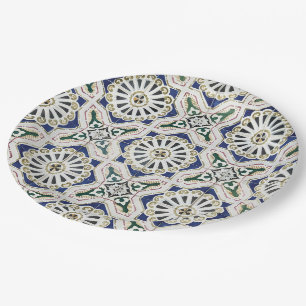 Portugiesische Tiles - Azulejo - farbenfrohe Geome Pappteller
