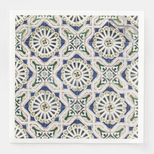 Portugiesische Tiles - Azulejo - farbenfrohe Geome Serviette