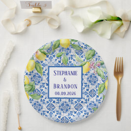 Portugiesische Tiles Lemons Mediterrane Hochzeit Pappteller