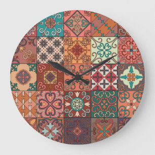 Portugiesische Tiles: Talavera Style Azulejo. Große Wanduhr