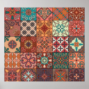 Portugiesische Tiles: Talavera Style Azulejo. Poster