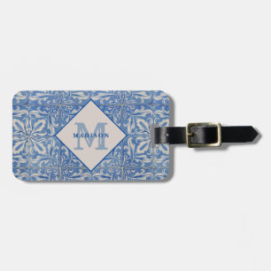 Portugiesische Tiles Vintag Blue White Monogram Gepäckanhänger