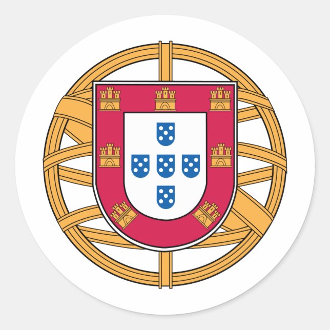 Portugiesische Wappen Runder Aufkleber (Vorderseite)
