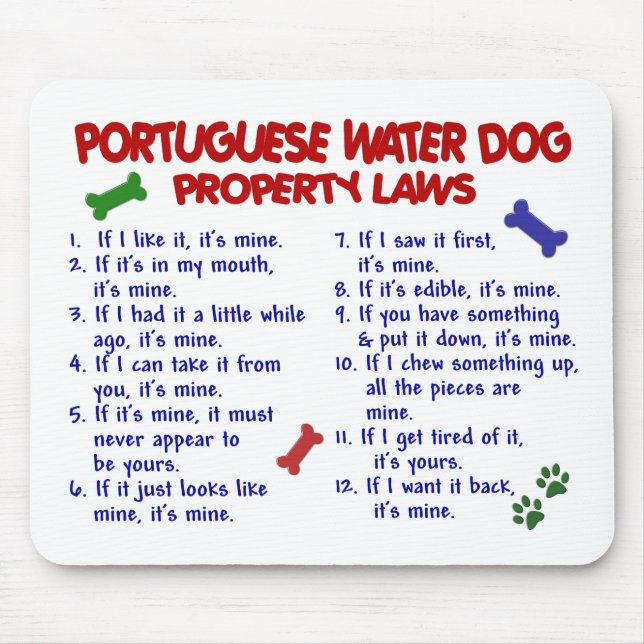 PORTUGIESISCHE WASSER-HUNDeigentums-Gesetze 2 Mousepad (Vorne)