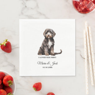 Portugiesische Wasserhund-Hochzeitsservietten mit  Serviette