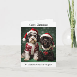 Portugiesische Wasserhunde Glückliche Weihnachtska Karte