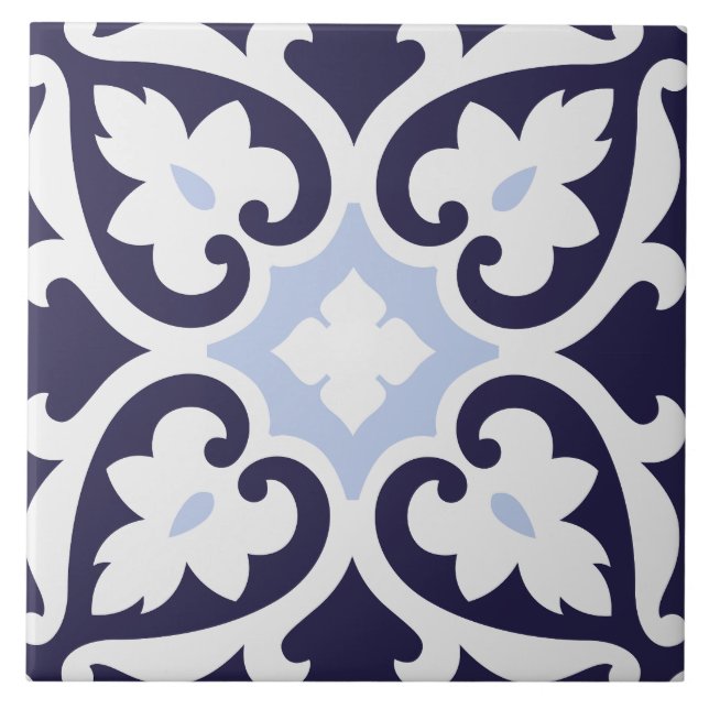 Portugiesischer Azulejos Indigo-Klassiker in Blau  Fliese (Vorderseite)