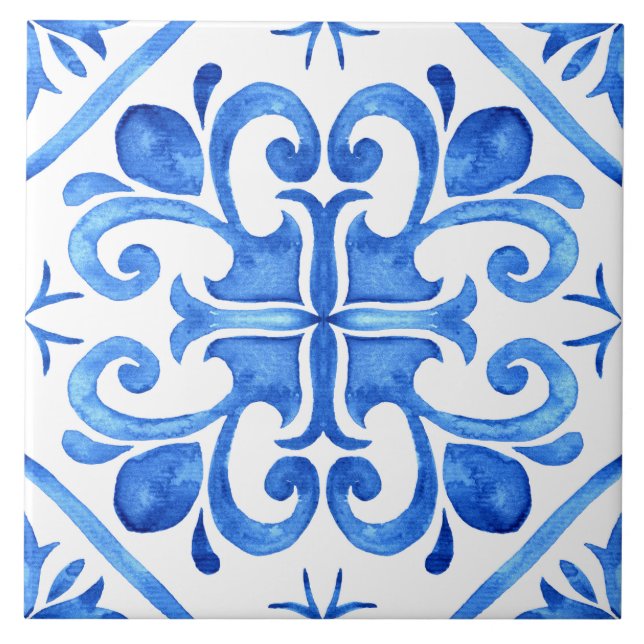 Portugiesischer Blauer Azulejo Fliese (Vorderseite)