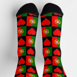 Portugiesischer Flaggen Herzmuster Spaß Portugal P Socken