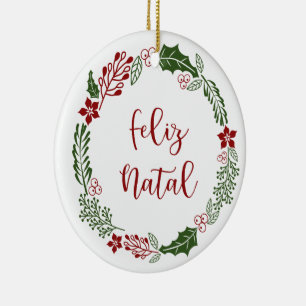 Portugiesischer Froschreath, Feliz Natal Keramik Ornament