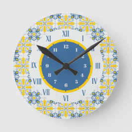 Portugiesischer hübscher Fliesenrahmen für Weihnac Runde Wanduhr
