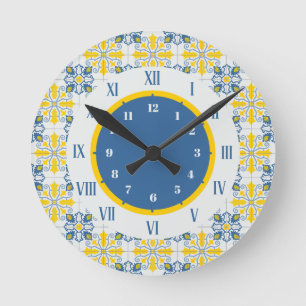 Portugiesischer hübscher Fliesenrahmen für Weihnac Runde Wanduhr
