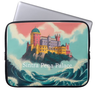 Portugiesischer Klippenpalast & Ozeanwellen Laptop Laptopschutzhülle