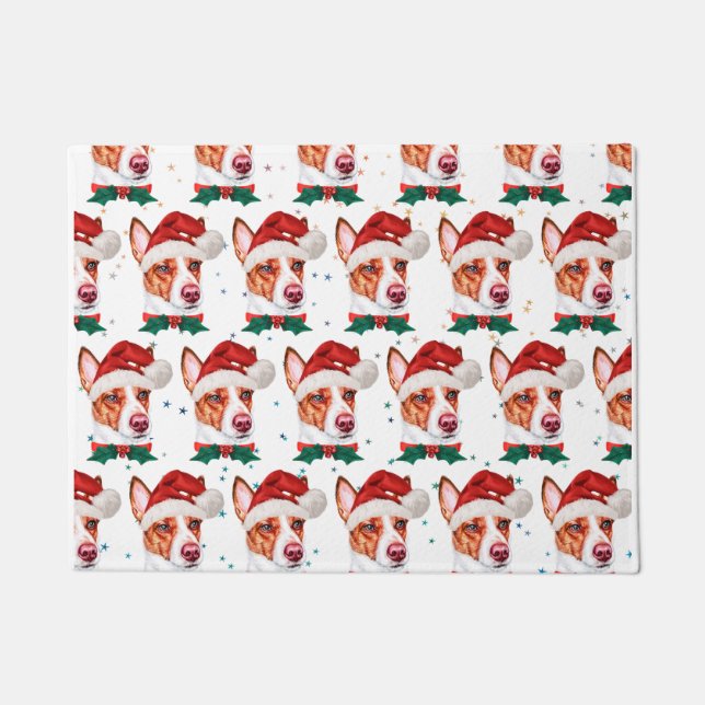 Portugiesischer Podengo Dog Breed Christmas Stars Fußmatte (Vorderseite)