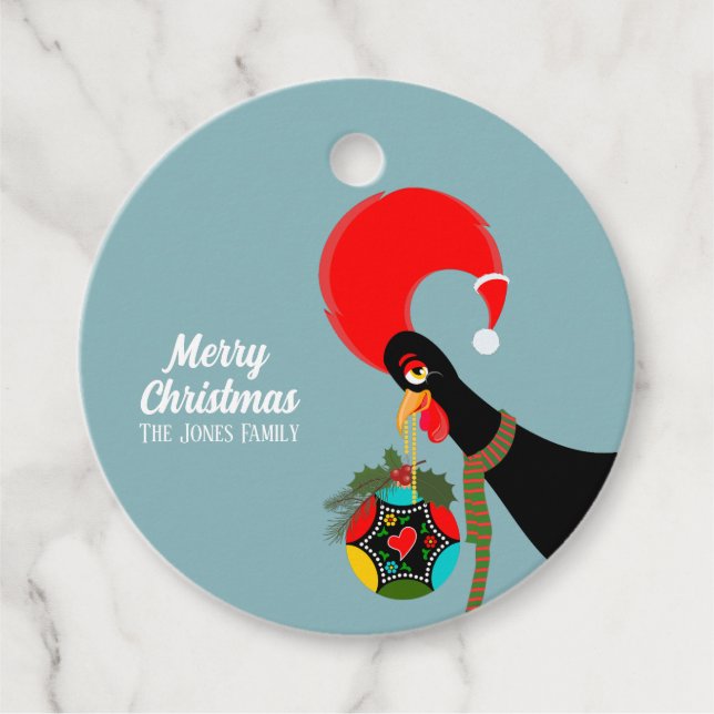 Portugiesischer Rooster Holly Weihnachtsbauble Geschenkanhänger (Vorderseite)