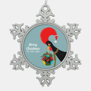 Portugiesischer Rooster Holly Weihnachtsbauble Schneeflocken Zinn-Ornament