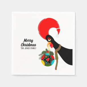 Portugiesischer Rooster Holly Weihnachtsbauble Serviette