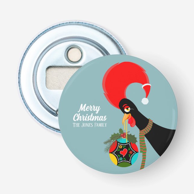 Portugiesischer Rooster und heilige Weihnachtsbaub Flaschenöffner (Vorderseite)