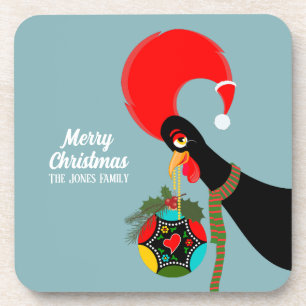 Portugiesischer Rooster und heilige Weihnachtsbaub Getränkeuntersetzer