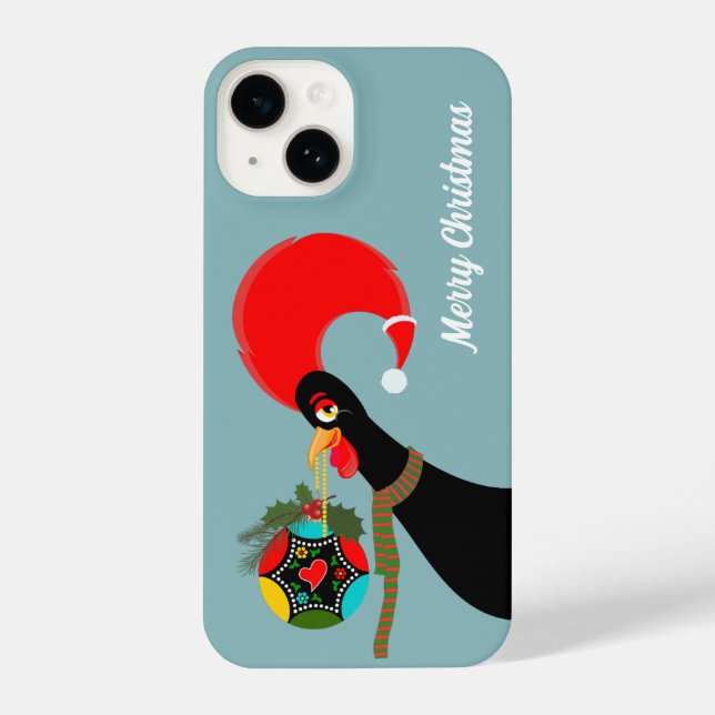 Portugiesischer Rooster und heilige Weihnachtsbaub iPhone 14 Hülle (Rückseite)