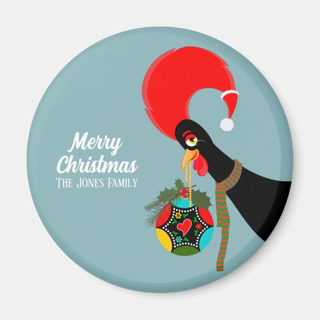Portugiesischer Rooster und heilige Weihnachtsbaub Magnet (Vorne)