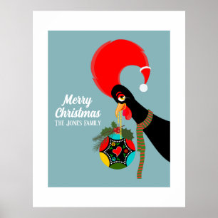 Portugiesischer Rooster und heilige Weihnachtsbaub Poster
