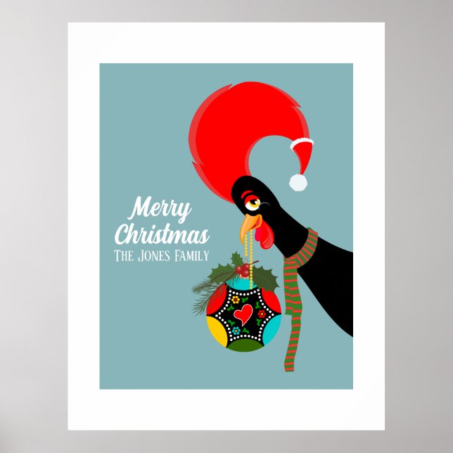 Portugiesischer Rooster und heilige Weihnachtsbaub Poster (Vorne)