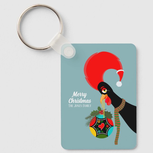Portugiesischer Rooster und heilige Weihnachtsbaub Schlüsselanhänger (Vorderseite)