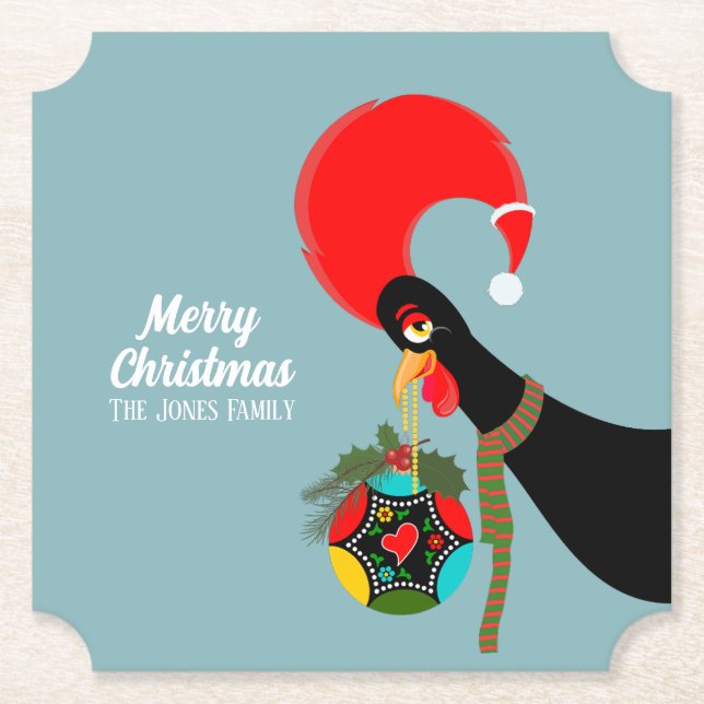 Portugiesischer Rooster und heilige Weihnachtsbaub Untersetzer (Vorderseite)