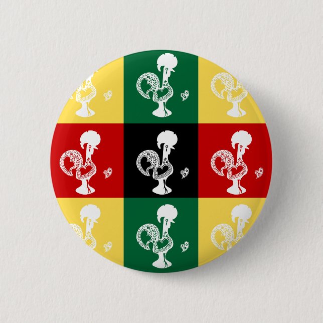 Portugiesischer Rooster von Barcelos farbenprächti Button (Vorderseite)